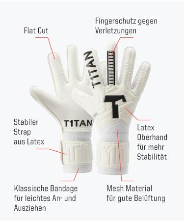 T1tan Classic 1.0 Goalkeeper Gloves - Finger Protection - Football Gloves in Various Sizes & Colors - Classic 1.0 White-Out (FP) 10 10 - Buy Online on GoSupps.com