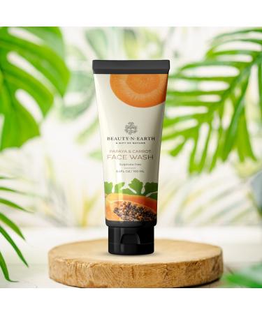 Buy BEAUTYNEARTH Papaya & Carrot Facewash Natural Paraben & Sulphate Free Face Cleanser for All Skin Types | 100ml - Buy Online on GoSupps.com