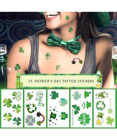 Zoestar St. Patrick's Day Irish Shamrock Tattoo Sticker Set for Women and Girls - Green Festival Rave Party Decorations (Style 2) - Buy Online on GoSupps.com