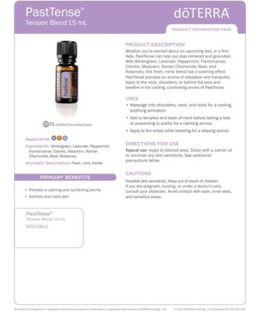 doTERRA PastTense Oil - Tension Blend - 15mL - 2 Pack Past Tense 0.53 Fl Oz (Pack of 2) - Buy Online on GoSupps.com