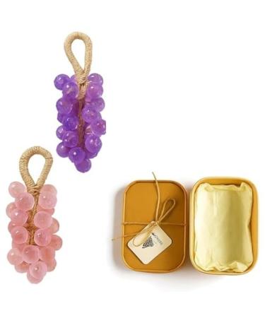 Grape soap on a rope Handmade crystal soap bar with hanging cord Gentle cold shower gel for men and women Unique novelty and bathroom decoration