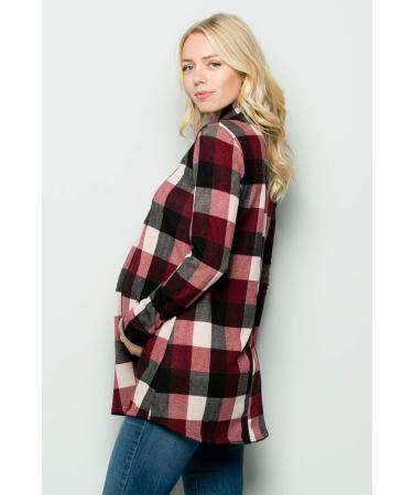 Bump Maternity Knit Sweater - High Neck Shawl Collar Tunic Pullover Top (S Burgundy/Black) - Buy Online on GoSupps.com