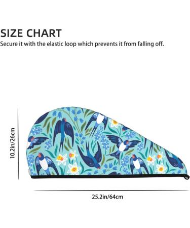 Soft Microfiber Hair Towel Wrap for Women | Flying Swallows & Spring Flowers | Quick Dry Super Absorbent | Ideal for Long Curly Short & Thick Hair - Buy Online on GoSupps.com