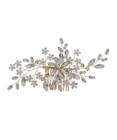 Ipetboom Flower Comb Bridal Hair Clip Bridal Headpiece Bride Hair Clip Birthday Hair Comb Rhinestone Barrettes Banquet Hair Comb Tiara Accessories Manual Bridesmaid Rhinestones