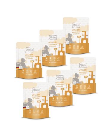 Mjamjam - Premium wet food for cats - squeezing - juicy chicken on delicious carrot 6 Pack (6 x 300 g) grain free with extra meat chicken + carrot 300 g (6 Pack)