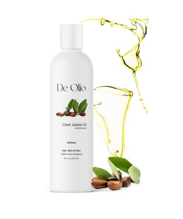 | Clear Jojoba Oil | 100% Pure & Natural | Face Hair and Body | Cold Pressed | Soap Making & Massage | Carrier Oils | (8 Fl Oz) 8 Fl Oz (Pack of 1)