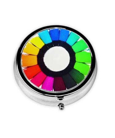Colored Crayon Circlesround Pill Box 3 Compartment Round Pill Box Organizer &Portable Travel Pill Box for Traveling.