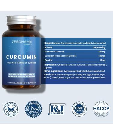 ZEROHARM Curcumine liposomale 1340 mg avec curcuma et pip rine Soutien articulaire anti-inflammatoire et immunitaire Absorption liposomale avanc e 120 comprim s (1 paquet) - Buy Online on GoSupps.com