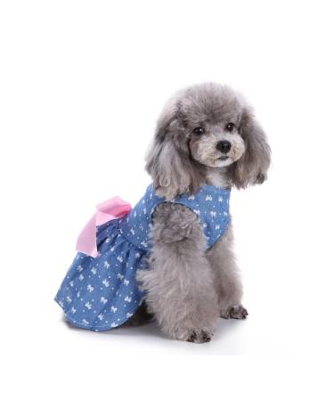 Petcute dog dress pet little dog clothing dog summer dress pet dog dress beautiful flower pet clothing Elegant Bowknot puppy skirt dog princess clothes tutu wedding lace dress xs blue