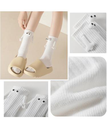 3D Doll Couple Socks | Magnetic Mid-Tube Socks | Funny Unisex Socks - White (1pcs) - Buy Online on GoSupps.com