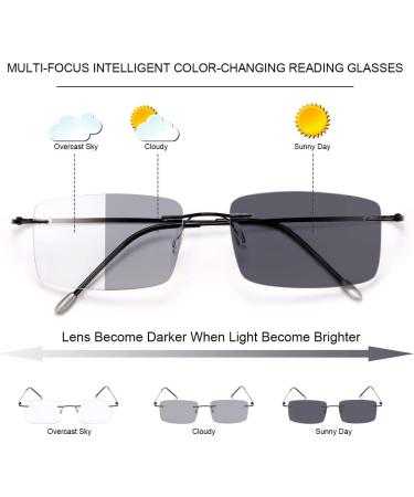 Photochromic Progressive Multifocus Transition Sunglasses | Blue Light Blocking Reading Glasses for Men Women - 2.5X - Buy Online on GoSupps.com