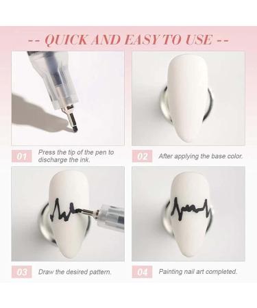 Waterproof Nail Art Graffiti Pen Set - Male Friendly 3D DIY Nail Design Gel Polish Pencil for Perfect Lines & UV-LED Malgel (PE White) - Buy Online on GoSupps.com