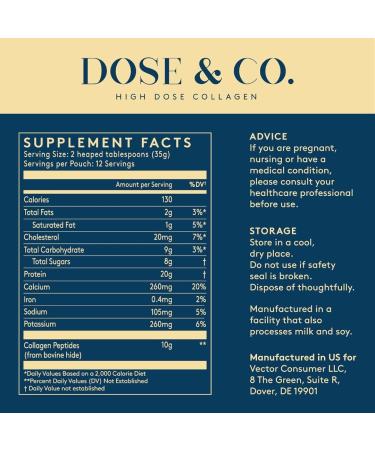 DOSE & CO. Collagen Protein Powder Vanilla 14.8 Oz Supports Muscle Recovery Healthier Hair Skin & Nails Type I & III Bovine Collagen for Women & Men Mixes Easily Non GMO & Gluten Free - Buy Online on GoSupps.com
