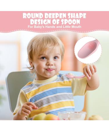 HOTUT Self-Feeding Weaning Spoons Forks 4pcs - Silicone Baby Utensils Set in Pink Yellow - Buy Online on GoSupps.com