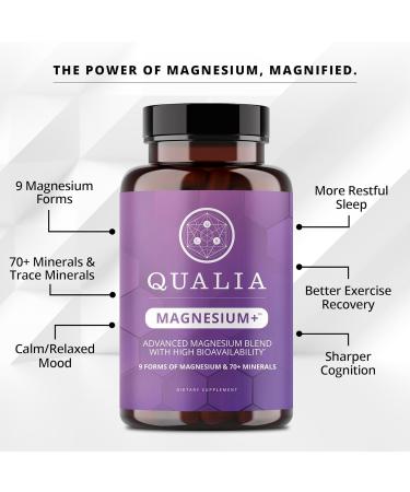 Qualia Magnesium+ | Doctor-Formulated. Premium Formula | High Bioavailability | 10 Forms of Magnesium & 70+ Minerals | Relaxed Mood restful Sleep & Exercise Recovery 56 Count (Pack of 1) - Buy Online on GoSupps.com