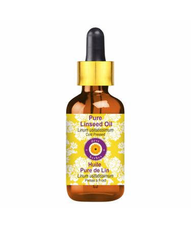 Deve Herbes Pure Linseed Oil (Linum usitatissimum) with Glass Dropper Natural Therapeutic Grade Cold Pressed 10ml (0.33 oz)