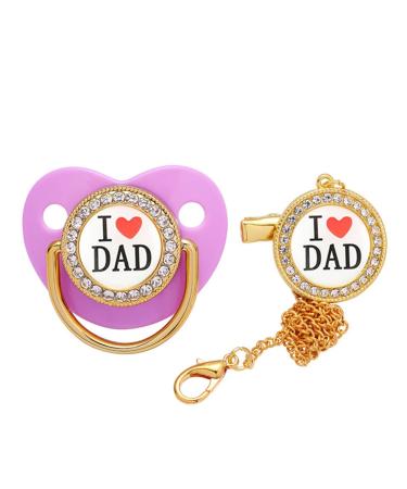 Multi -colored pacifier premature silicone ring cherry shape pacifier pacifier chain set young pacifier holder with i love dad pacifier nipple shape weaning pacifier personalized baby gift violet unit size