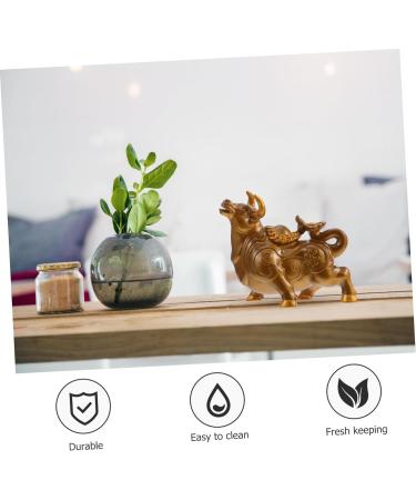 Zerodeko Brass Decor Tea Pet Cow Good Luck Miniature Ornament Office Desk Decor Ox Tea Figurines for Prosperity Statue Chinese Lucky Coins Ox Decor Cow Statue Animal Resin Lunar Calendar - Buy Online on GoSupps.com