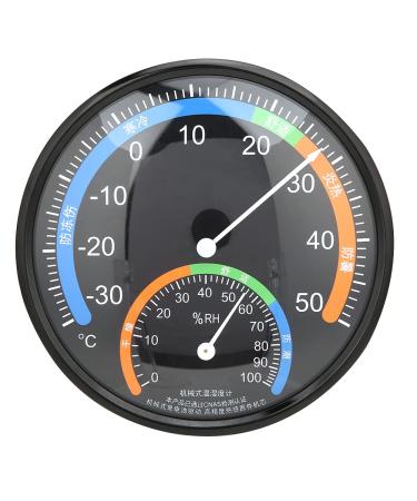 Thermometer for the indoor and outdoor area round pointer mometer hygrometer temperature and air humidity meter for the planting room in the greenhouse (TH101Black)