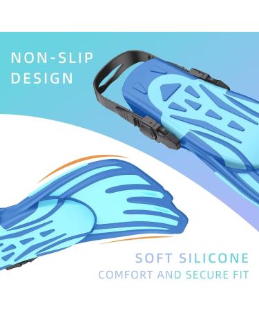 DOOHALO Swim Fins | Adult Snorkel Fins for Lap Swimming and Diving | Adjustable Size L/XL (8.5-11 US) | Navy Blue + Light Blue - Buy Online on GoSupps.com