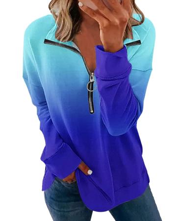 Fall Fashion 2022 Women's Casual Zipper Sweatshirt | E-blue XX-Large - Buy Online on GoSupps.com
