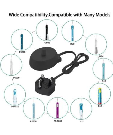 OrcoW Electric Toothbrush Charger Base for Oral B UK - Compatible with Braun Type 3757 - UK 3 Pin Plug - Inductive Charging Base for Travel - Buy Online on GoSupps.com