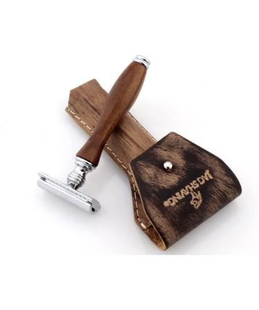 JAG Shaving Razor Set - Sustainable 4-Part Wood Razor & Brush Double Edge Blades Leather Bag Eco-Friendly Shaving Solution - Buy Online on GoSupps.com