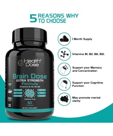 Brain Dose Premium Nootropics | Caffeine-Free Mental Focus & Energy | 60-Count for Men & Women - Shop Internationally - Buy Online on GoSupps.com