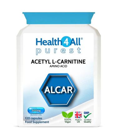 Health4All Acetyl L-Carnitine ALCAR 500mg 120 Capsules (V) Purest: no additives. Vegan. 120 Count (Pack of 1)