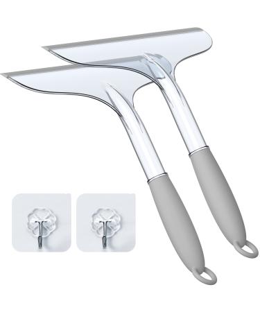 Shower Squeegee for Shower Glass Door Bathroom Tile and Mirror, Streak-Free Rubber Squeegee Wiper Cleaning Tools 2pcs With Hook - Buy Online on GoSupps.com