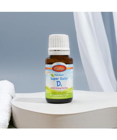 Carlson - Baby's Plant-Based Super Daily D3, Baby Vegetarian Liquid Vitamin D Drops, 400 IU (10 mcg) per Drop, Sourced from Algae, for Infants and Toddlers, Unflavored, 90 Drops (2.54 mL) - Buy Online on GoSupps.com