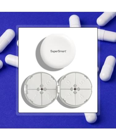 SuperSmart 7-Day Pill Box Organizer - Travel Size with Cutting Blade for Tablets - Easy-to-Use Supplement & Medication Storage - 7 Large Compartments - White - Buy Online on GoSupps.com