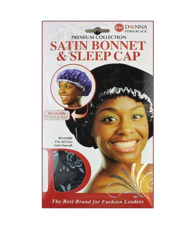 Donna Satin Bonnet & Sleep Cap 036 Black