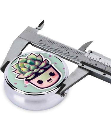 Smiling Succulents Round Pill Box - 3 Compartment Travel Organizer for Easy Medication Storage - Buy Online on GoSupps.com