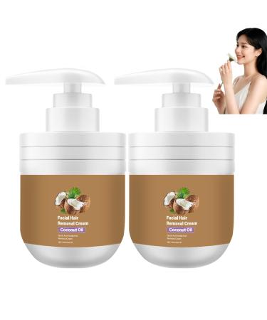 Cr me D pilatoire Visage l Huile de Noix de Coco Cr me d pilation Douce pour L vre Sup rieure et Menton limine les Poils Sans Irritation Soin Apaisant pour Peaux Sensibles Femmes et Hommes (2pc)