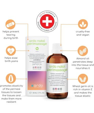 ARDO Perimassage Fluid - Natural Perineal Massage Oil for Childbirth | 50ml Vegan & Cruelty-Free - Buy Online on GoSupps.com