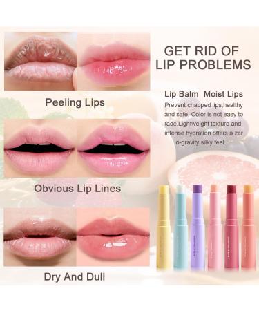 Nourishing Lip Balm for Dry & Chapped Lips Ideal Lipstick Primer for Women Deep Moisturization Chapstick Vegan Tinted Lip Balm Hydrating Fall Winter Lip Care 5#+6# 5# Strawberry + 6# Grapefruit - 2pcs - Buy Online on GoSupps.com