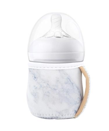 Milkboozii 4oz to 5oz Baby Glass Bottle Sleeve Reusable with Handle Neoprene Holder Moisture  Non-Slip Grip Insulator Covers for Natural Philips Avent Bottle (C   Wide Neck  White Marble) C - Wide Neck White Marble