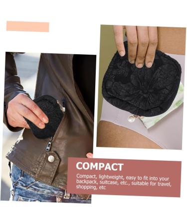 DOITOOL 4 Pcs Sanitary Napkin Storage Bag | Travel Makeup Organizer | Tampon Purses Period Kit | Cotton Linen Small Bag Black Pink | 11x11x3cm - Buy Online on GoSupps.com