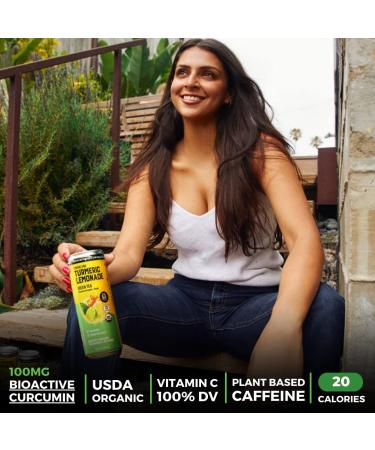 Golden Tiger Organic Sparkling Turmeric Lemonade with Green Tea - 12 Cans | Bio Active Curcumin + Ginger | Plant Based Immunity & Recovery Support - Buy Online on GoSupps.com