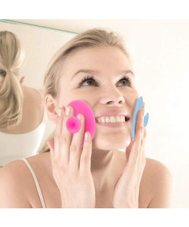 Baby Bath Silicone Brush 2 Pack for Dry Skin Cradle Cap Brush and Comb Cradle Cap and Eczema + Soft Training Silicone Finger Toothbrush for Baby Kids Children Pink & Blue - Buy Online on GoSupps.com