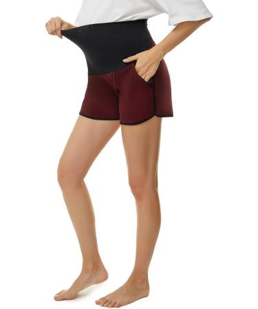 Love2Mi Maternity Tights Leggings - Versatile Comfy Pregnancy Pants - Stretch Maternity Trousers (S Black/Wine Red) - Buy Online on GoSupps.com