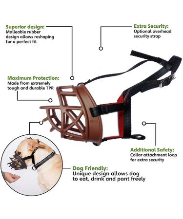 Breathable Silicone Dog Muzzle for Anti Barking & Chewing | Size 5-13 | Brown - Shop Now & Ship Internationally! - Buy Online on GoSupps.com