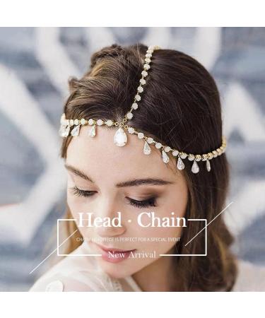 Fashband Moon Head Chain Black Beads Headpiece Vintage Festival Hair Chain Jewelry for Women - Buy Online on GoSupps.com