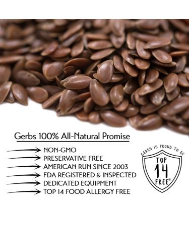 GERBS Raw Brown Flax Seeds 2 LBS - Non-GMO, Keto & Paleo, High Omega-3 & Fiber - Gluten & Peanut Free - Freshly Harvested & Packaged - Buy Online on GoSupps.com