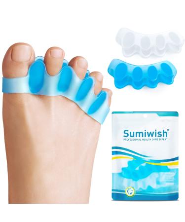 Sumiwish Toe Separators  8 Pcs Toe Stretcher for Therapeutic Relief from Plantar Fasciitis  (Blue and Clear) Soft Gel Toe Spacers to Correct Bunions  Hammer Toes  Claw Toes -4 Pairs  Soft Material