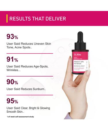 Dr. Alies Professional 15% Vitamin C Face Serum | Advanced Skin Clarifying with Vitamin E | Reduces Acne Marks | 30ml - Buy Online on GoSupps.com