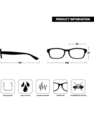 Blue Schildpatt Reading Glasses 4-Pack for Men & Women - UV Protection +2.50 Diopters Clear Lens - Stylish & Affordable - Buy Online on GoSupps.com