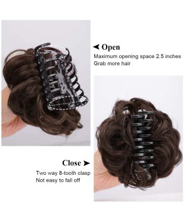 DeeThens Messy Bun Hairpiece for Women - Wavy Curly Scrunchies Claw Clip in Darkest Brown - Buy Online on GoSupps.com