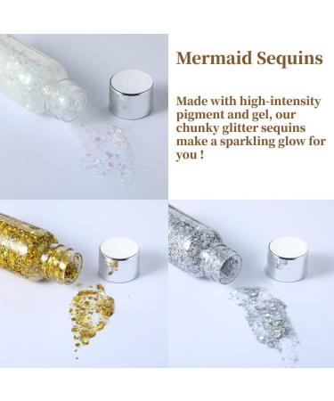 Buy Holographic Body Glitter Gel - 3-Pack Chunky Sequin Makeup for Parties | International Shipping Available - Buy Online on GoSupps.com